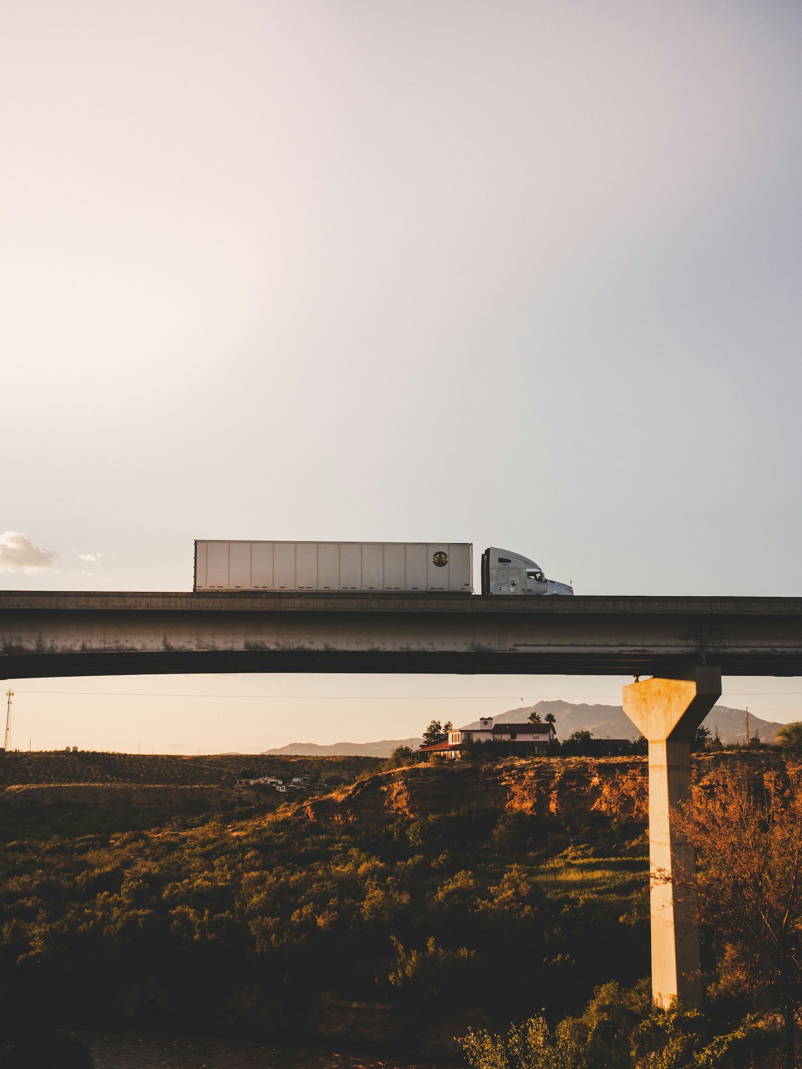 Freight truck en route on the highway