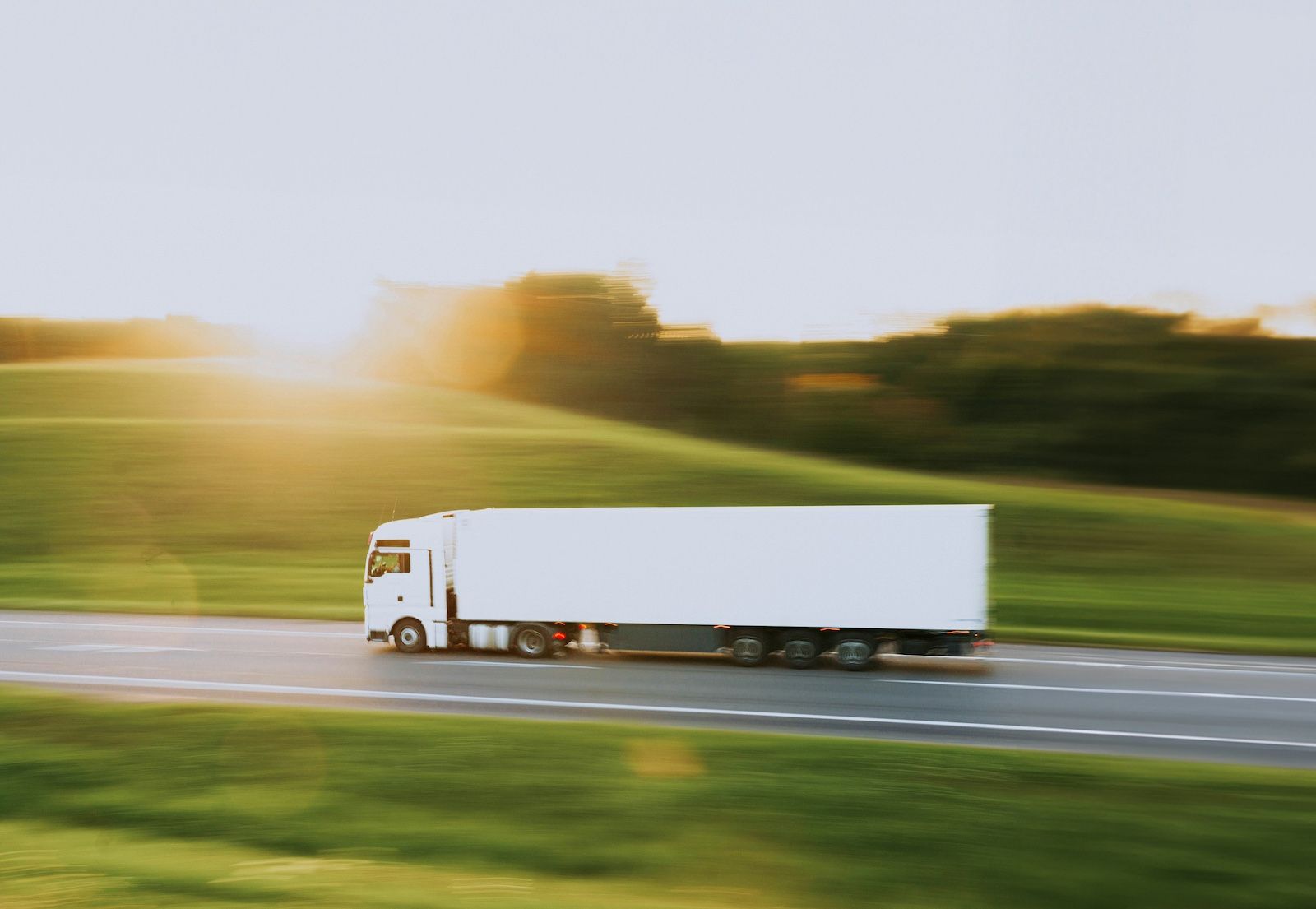 Freight truck en route on the highway